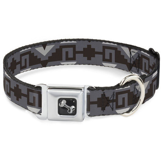 Dog Bone Seatbelt Buckle Collar - Navajo2 Grays