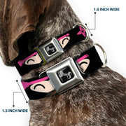 Dog Bone Seatbelt Buckle Collar - Ninja Star Black/Pink