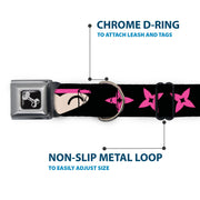 Dog Bone Seatbelt Buckle Collar - Ninja Star Black/Pink