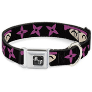 Dog Bone Seatbelt Buckle Collar - Ninja Star Black/Pink