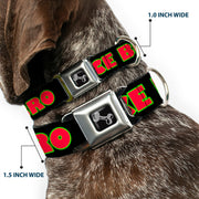 Dog Bone Seatbelt Buckle Collar - NO CHANCE BRO Black/Yellow/Red