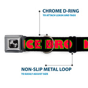 Dog Bone Seatbelt Buckle Collar - NO CHANCE BRO Black/Yellow/Red