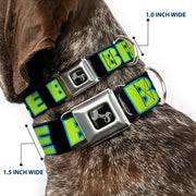 Dog Bone Seatbelt Buckle Collar - NO CHANCE BRO Black/Turquoise/Green