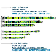 Dog Bone Seatbelt Buckle Collar - NO CHANCE BRO Black/Turquoise/Green
