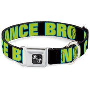 Dog Bone Seatbelt Buckle Collar - NO CHANCE BRO Black/Turquoise/Green