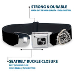 Dog Bone Seatbelt Buckle Collar - Native American Skull Black/White