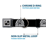 Dog Bone Seatbelt Buckle Collar - Native American Skull Black/White