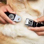 Dog Bone Seatbelt Buckle Collar - Native American Skull Black/White