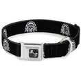 Load image into Gallery viewer, Dog Bone Seatbelt Buckle Collar - Native American Skull Black/White
