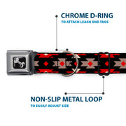Dog Bone Seatbelt Buckle Collar - Navajo Red/Black/Gray/Red