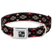 Dog Bone Seatbelt Buckle Collar - Navajo Red/Black/Gray/Red