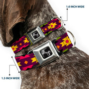 Dog Bone Seatbelt Buckle Collar - Navajo Orange/Purple/Yellow/Pink/Green/Black