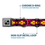 Dog Bone Seatbelt Buckle Collar - Navajo Orange/Purple/Yellow/Pink/Green/Black