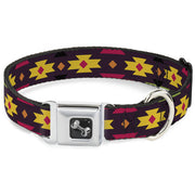 Dog Bone Seatbelt Buckle Collar - Navajo Orange/Purple/Yellow/Pink/Green/Black