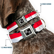 Dog Bone Seatbelt Buckle Collar - North Carolina Flag Stripe Red/White