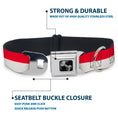 Load image into Gallery viewer, Dog Bone Seatbelt Buckle Collar - North Carolina Flag Stripe Red/White
