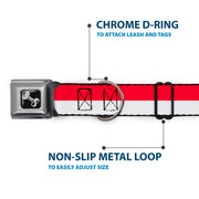 Dog Bone Seatbelt Buckle Collar - North Carolina Flag Stripe Red/White