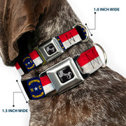 Dog Bone Seatbelt Buckle Collar - North Carolina Flag Distressed/Black