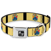 Dog Bone Seatbelt Buckle Collar - New Jersey Flags/Black