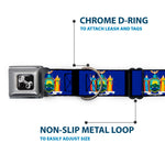 Dog Bone Seatbelt Buckle Collar - New York Flags/Black