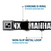 Dog Bone Seatbelt Buckle Collar - New York's Five Burroughs Bold Black/White