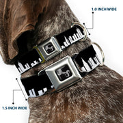 Dog Bone Seatbelt Buckle Collar - New York Solid Skyline Black/White