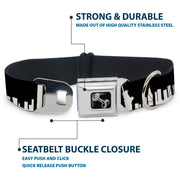 Dog Bone Seatbelt Buckle Collar - New York Solid Skyline Black/White