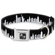 Dog Bone Seatbelt Buckle Collar - New York Solid Skyline Black/White
