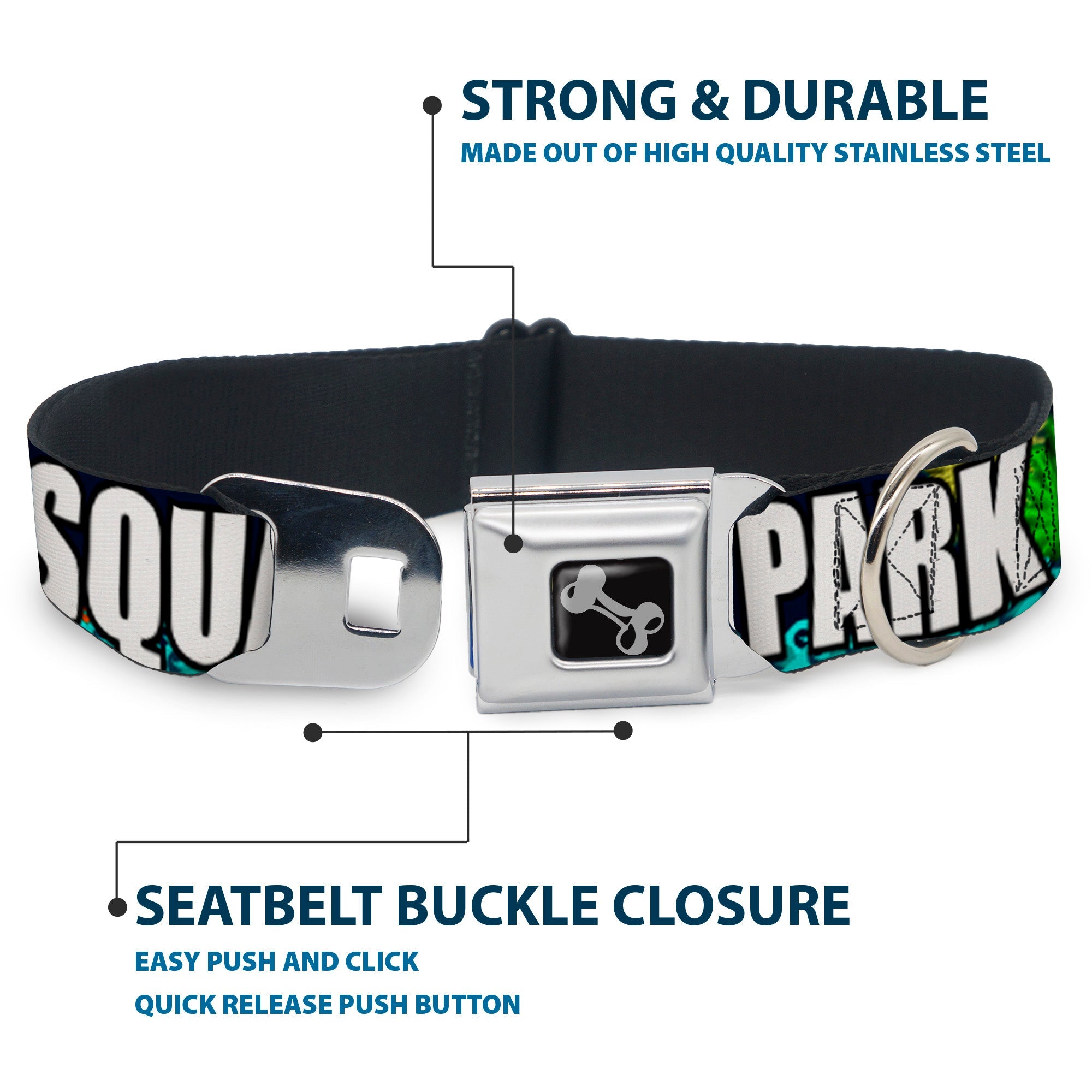 Dog Bone Seatbelt Buckle Collar - New Jersey Shore Towns Black/Multi Color/White