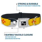 Dog Bone Seatbelt Buckle Collar - New Mexico Flag/Black