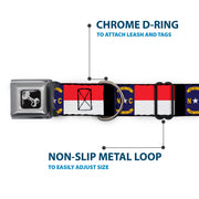 Dog Bone Seatbelt Buckle Collar - North Carolina Flag/Black