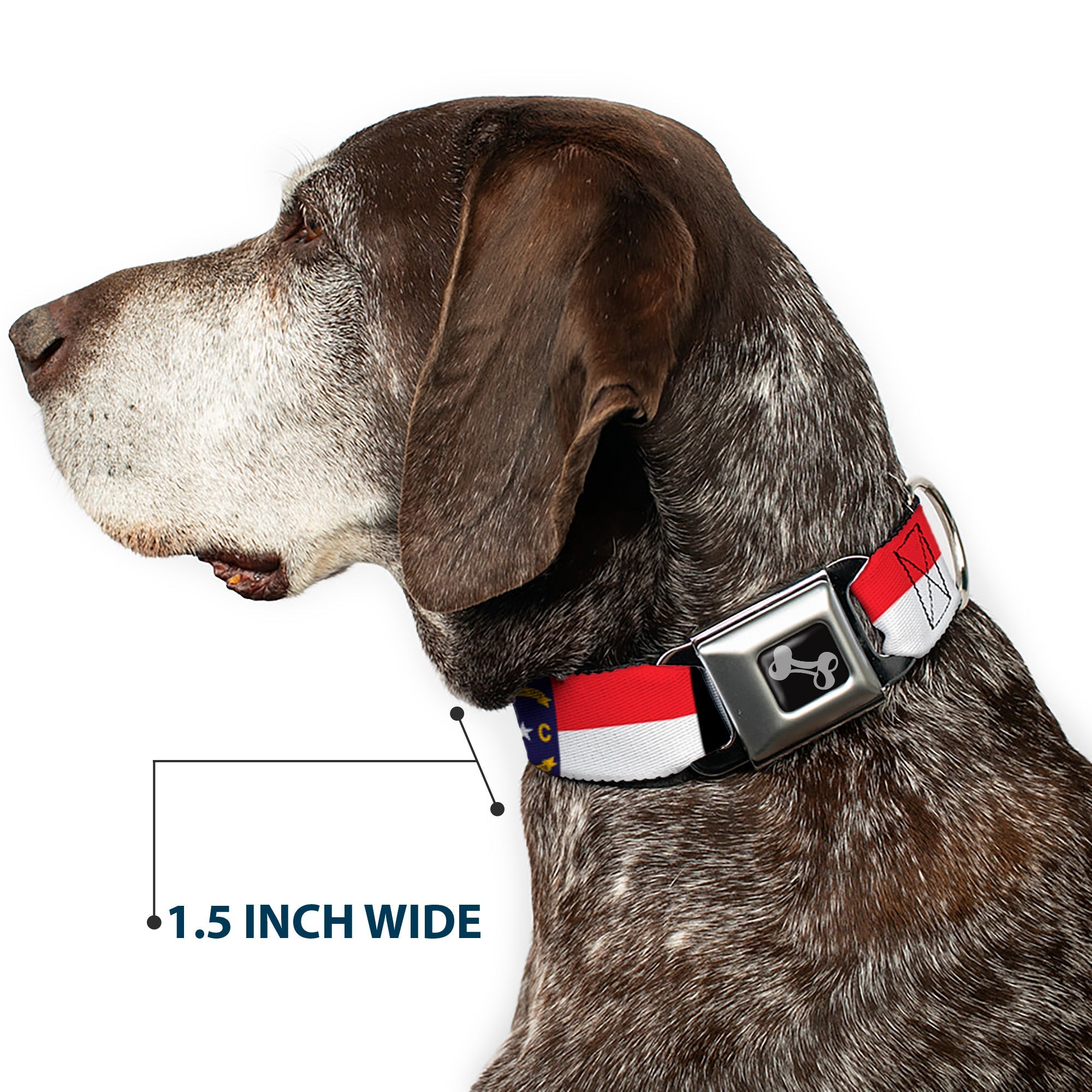 Dog Bone Seatbelt Buckle Collar - North Carolina Flag/Black