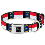 Dog Bone Seatbelt Buckle Collar - North Carolina Flag/Black