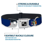 Dog Bone Black/Silver Seatbelt Buckle Collar - New York Flag Continuous
