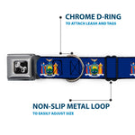 Dog Bone Black/Silver Seatbelt Buckle Collar - New York Flag Continuous