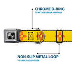 Dog Bone Black/Silver Seatbelt Buckle Collar - New Mexico Flag Yellow/Red