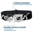 Load image into Gallery viewer, Dog Bone Black/Silver Seatbelt Buckle Collar - NASA Text Black/White
