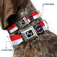 Load image into Gallery viewer, Dog Bone Black/Silver Seatbelt Buckle Collar - North Carolina Flag Continuous Repeat
