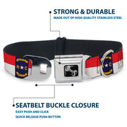 Dog Bone Black/Silver Seatbelt Buckle Collar - North Carolina Flag Continuous Repeat