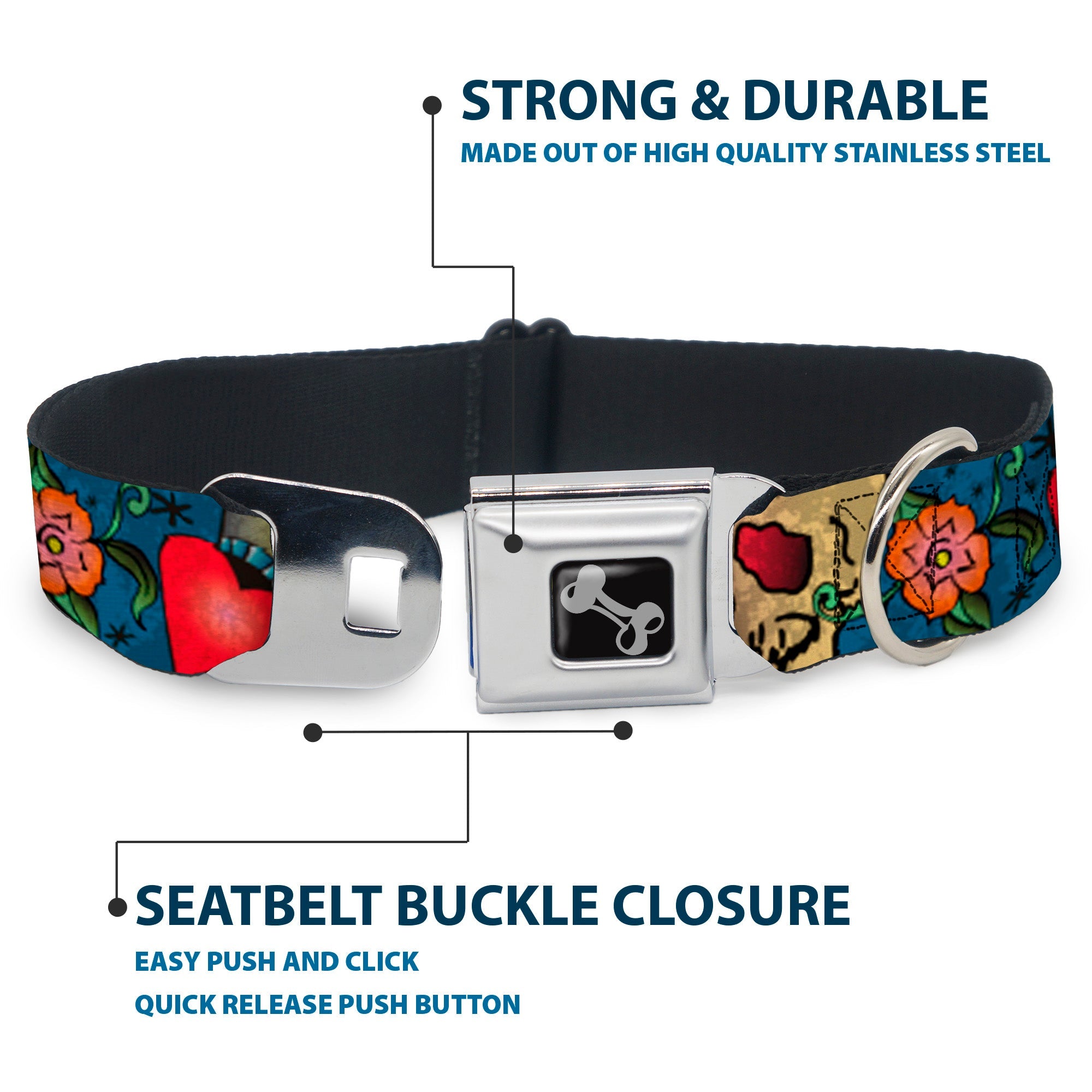 Dog Bone Seatbelt Buckle Collar - Only God Can Judge Me Blue