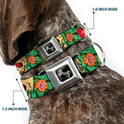 Dog Bone Seatbelt Buckle Collar - Only God Can Judge Me Green