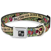 Dog Bone Seatbelt Buckle Collar - Only God Can Judge Me Green