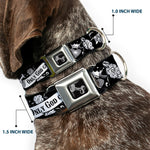 Dog Bone Seatbelt Buckle Collar - Only God Can Judge Me Black/White