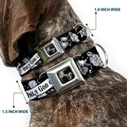 Dog Bone Seatbelt Buckle Collar - Only God Can Judge Me Black/White