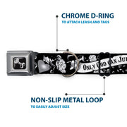 Dog Bone Seatbelt Buckle Collar - Only God Can Judge Me Black/White