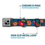 Dog Bone Seatbelt Buckle Collar - Only God Can Judge Me CLOSE-UP Blue