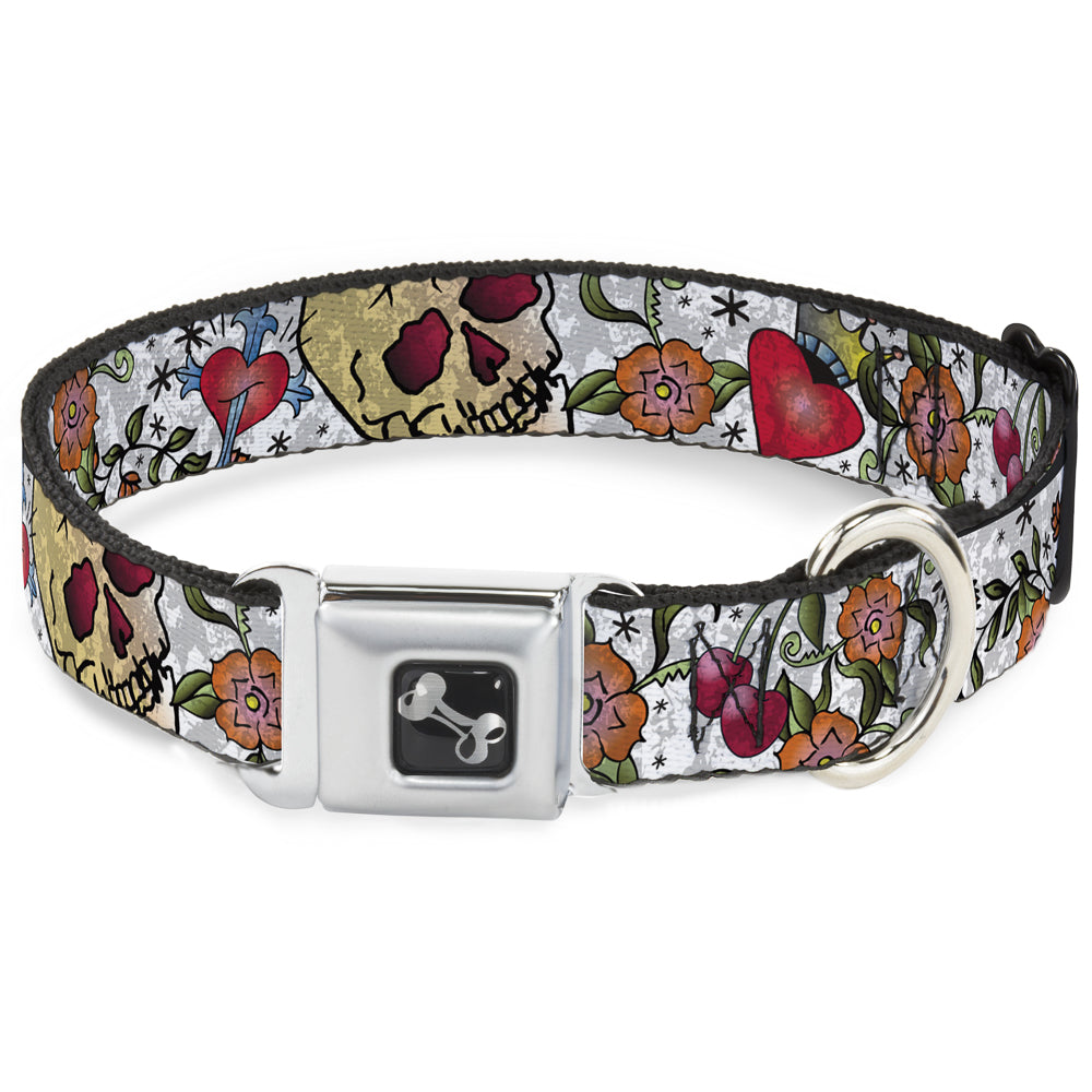 Dog Bone Seatbelt Buckle Collar - Only God Can Judge Me CLOSE-UP White