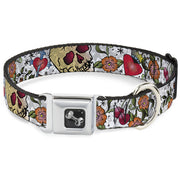 Dog Bone Seatbelt Buckle Collar - Only God Can Judge Me CLOSE-UP White