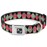 Dog Bone Seatbelt Buckle Collar - Owls Flip Black/Mauve/Sage