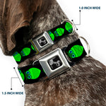 Dog Bone Seatbelt Buckle Collar - Owls Spin Black/Green